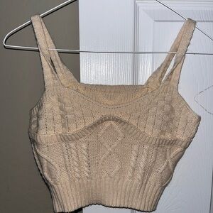 Cream Cable Knit Cropped Top and matching cardigan
